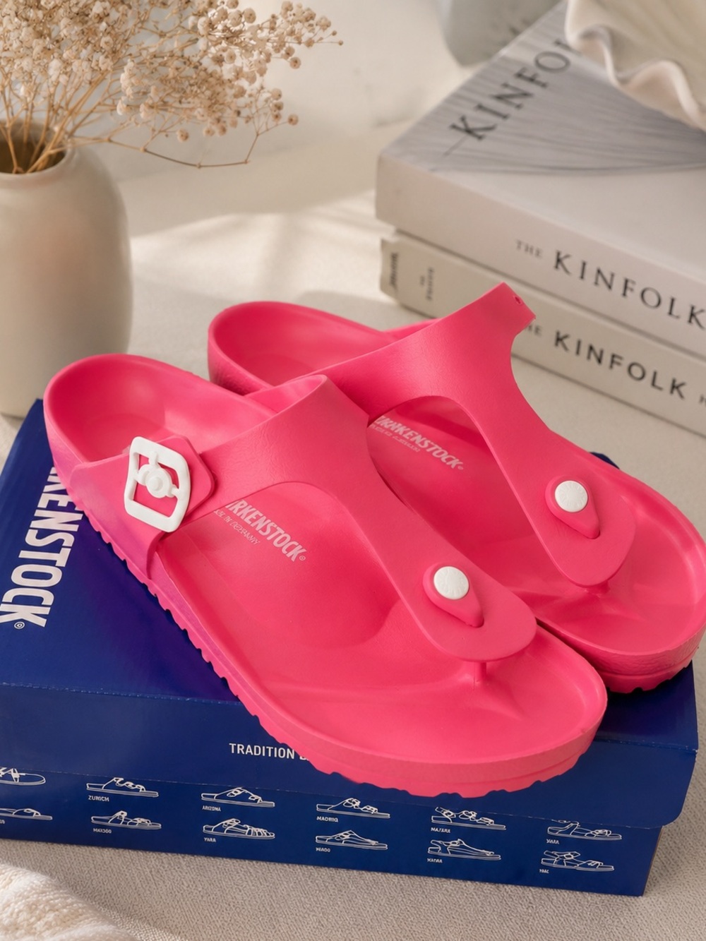 NIB Birkenstock Gizeh EVA Coral Pink Thong Sandals Size 43 US 10 regular gift